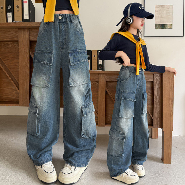 2025新款春秋时尚工装裤女童宽松百搭休闲裤儿童潮酷长裤,淘宝优惠券,粉丝福利购,淘宝优惠卷