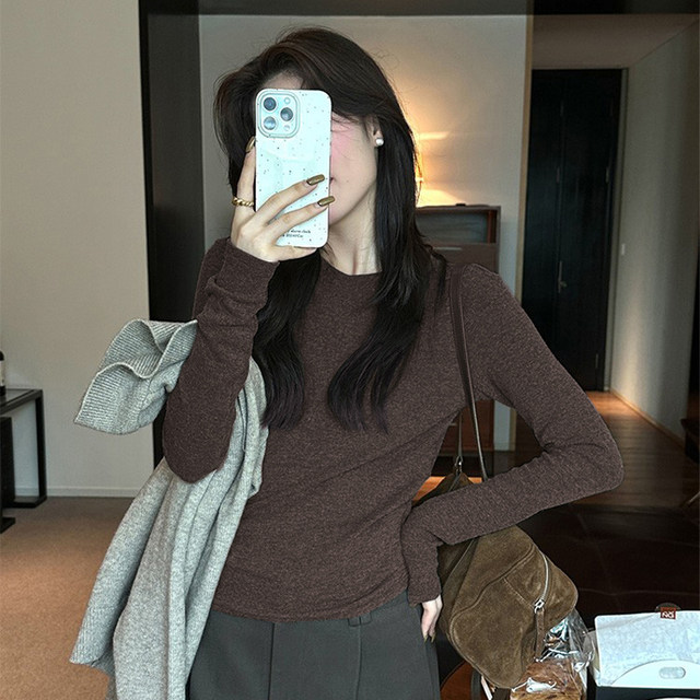 Long-sleeved bottoming shirt for women, high-end top