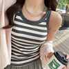 Women's striped suspender vest with chest pad