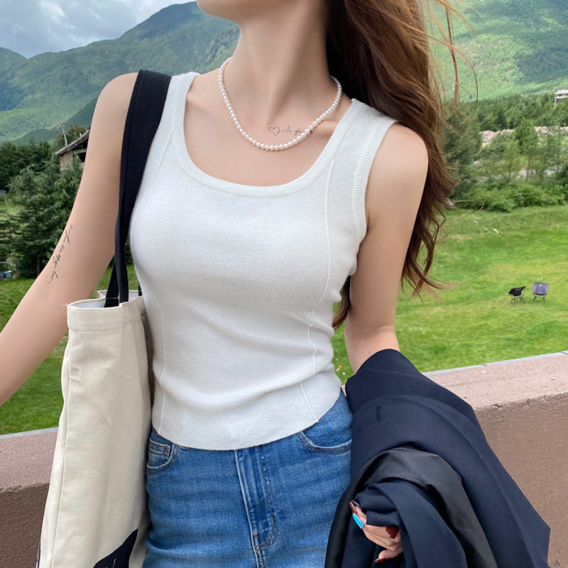 咖色针织加绒保暖吊带背心女内搭2025秋冬新款遮副乳打底外穿上衣 - 图0