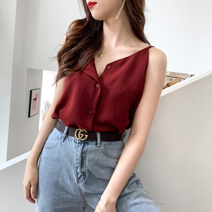 雪纺小吊带chic上衣