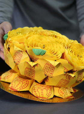 祭祀祖往S生花束纸钱祭坟仿真菊上坟殡葬用的扫墓摆放假花寒衣节