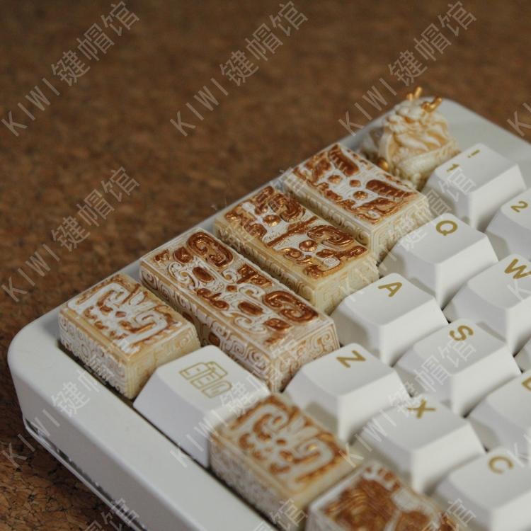 KIWI个性键帽饕餮纹纣王键帽创意树脂键帽文创复古键盘送女友礼物 - 图3