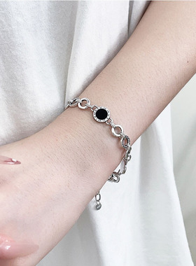 2025新款S925纯银黑珐琅时尚手链