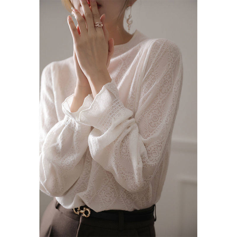 日系穿搭温柔慵懒风设计感蕾丝衫 veela蕾丝衫/雪纺衫