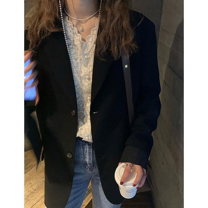 法式洋气内搭蕾丝早秋季新款打底衫 veela蕾丝衫/雪纺衫