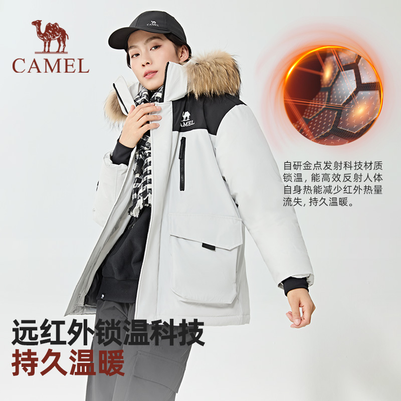 【极寒617】骆驼羽绒服女小个子新款冬季工装派克服貉子毛男外套