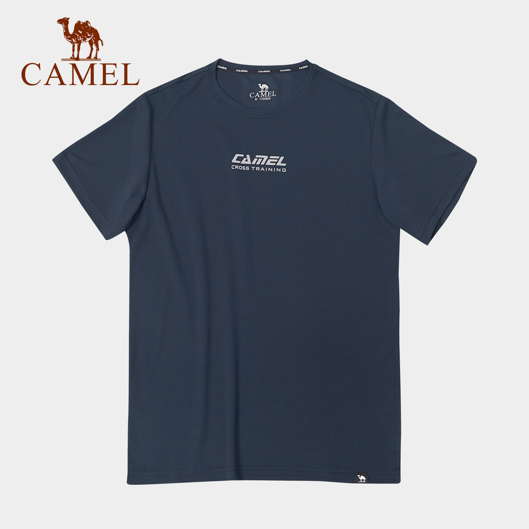 Camel骆驼户外速干男女T恤夏季圆领情侣快干跑步休闲户外运动上衣