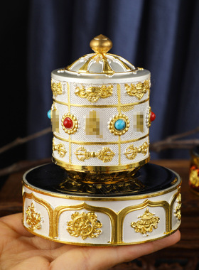 新品上市 藏式电动旋转摆件 太阳能+电池双驱动可充电 车载装饰物