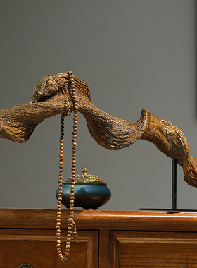 新中式禅意树脂根艺摆件诧寂风民宿书房玄关电视柜装饰家居工艺品