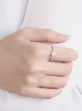 s925纯银情侣对戒时尚韩版镶钻锆石情人求婚银戒指可调节