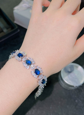 小红书推荐高定珠宝设计师款皇家蓝蓝宝石手链璀璨蓝色塞纳河手链