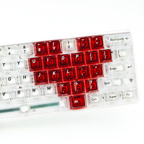 冰晶透PC原厂增补11键爱心键帽透光适配迈从ace68wooting小蜜蜂 - 图1