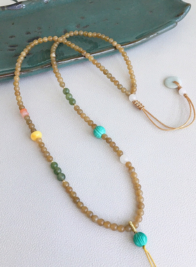 天然和田玉糖玉手工编织项链多宝