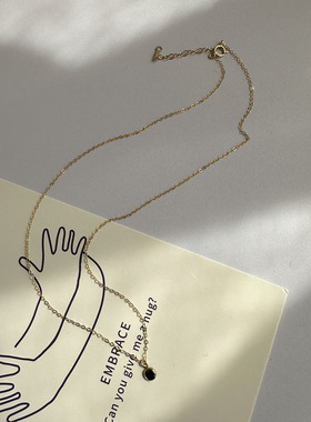 黑色锆石吊坠项链包金女