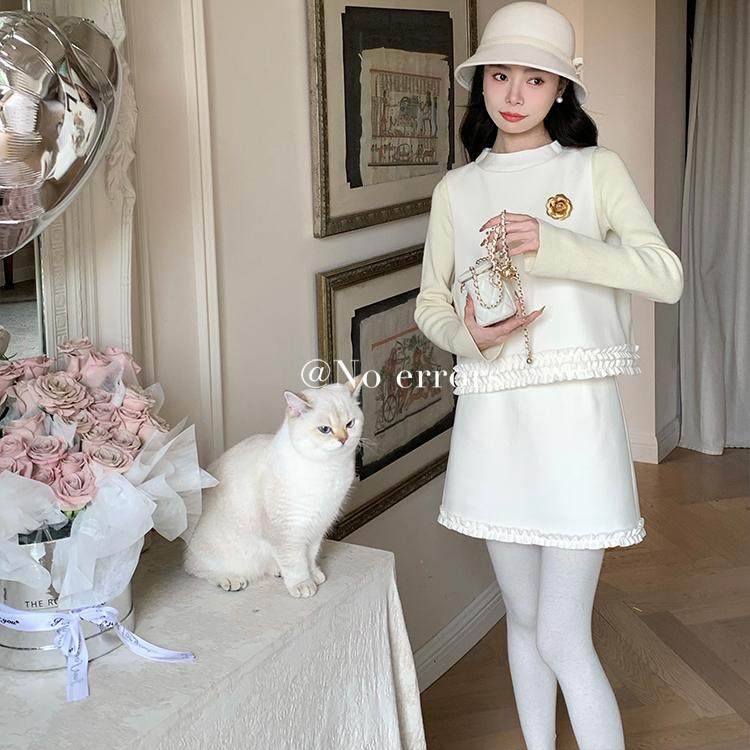 不出错No errors 东京恋人 重工花边毛呢背心半裙套装,淘宝优惠券,粉丝福利购,淘宝优惠卷