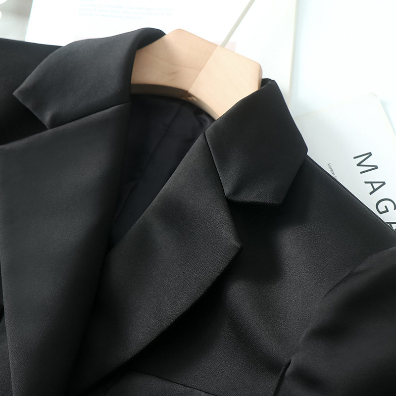 明星同款外套女春秋款仿醋酸长袖时尚气质高级感法式西装领连衣裙