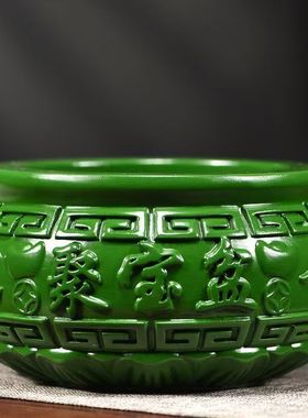 实木雕刻聚宝盆金色摆件红木工艺品客厅装饰香炉米缸店铺开业送礼