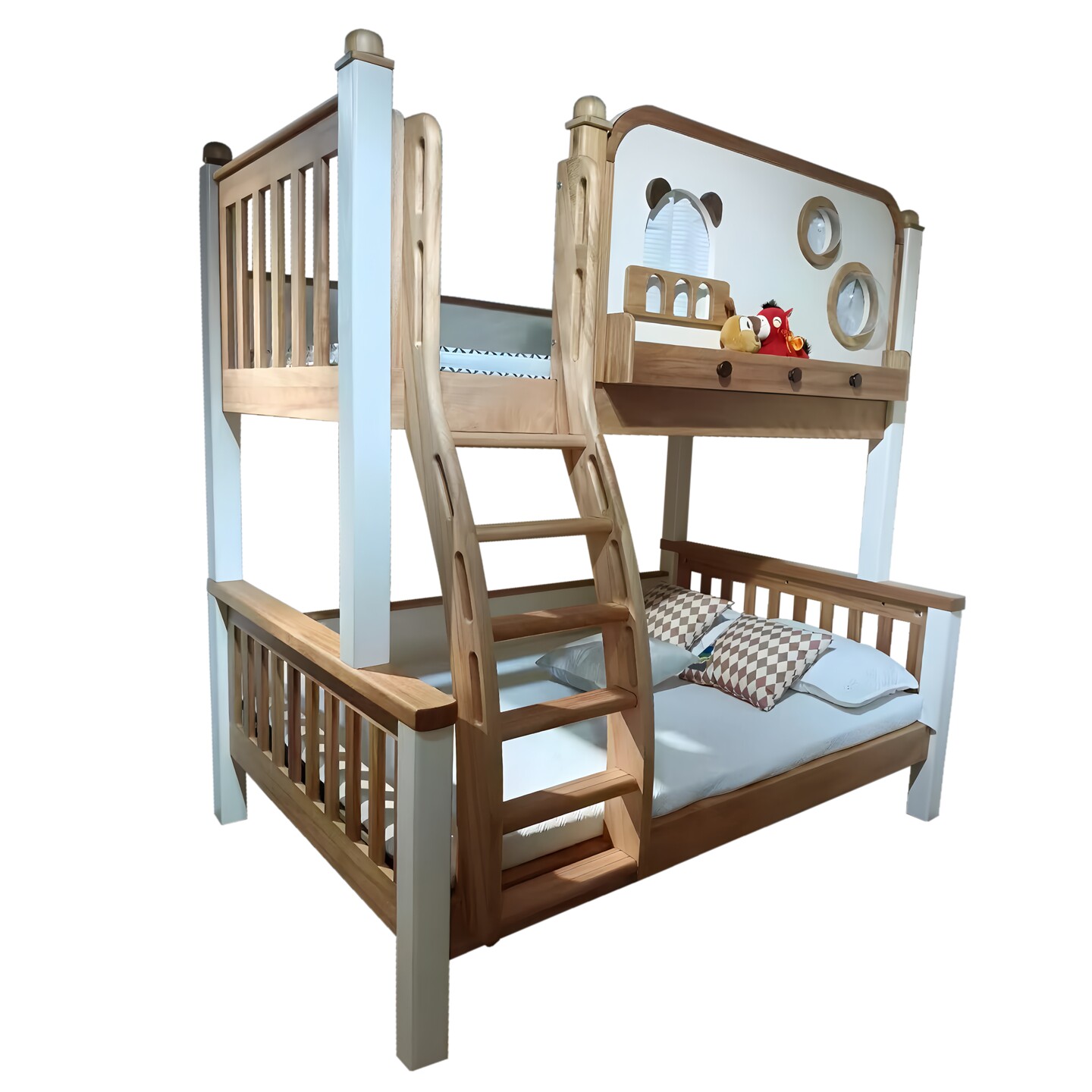 全实木高低床红檀木儿童两层床木蜡油上下铺上下床子母床加高护栏