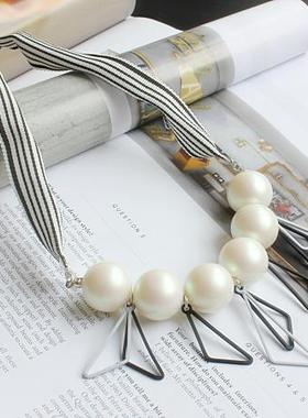 休闲百搭项链森系原木树脂锁骨链