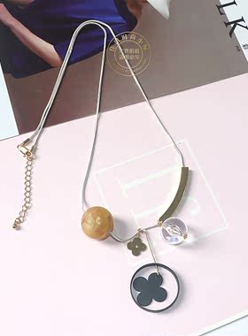 百搭项链圆球花朵森系棉麻装饰链