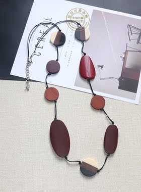 原木民族风森系休闲长款装饰项链