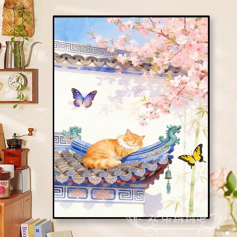 春日小猫十字绣2026新款线绣刺绣自己绣款手工礼物5d钻石贴画满钻,淘宝优惠券,粉丝福利购,淘宝优惠卷