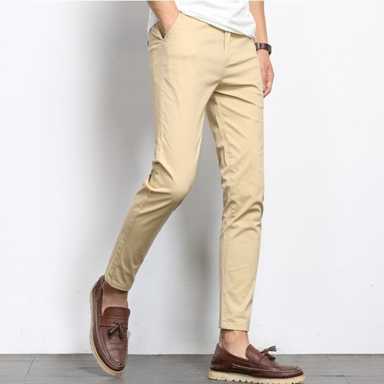 korean Casual Pants Men Elastic Ankle-Length Formal Trousers - 图1