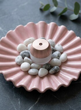 少女心粉色陶瓷贝壳托盘摆件手工收纳储物盘卧室装饰品