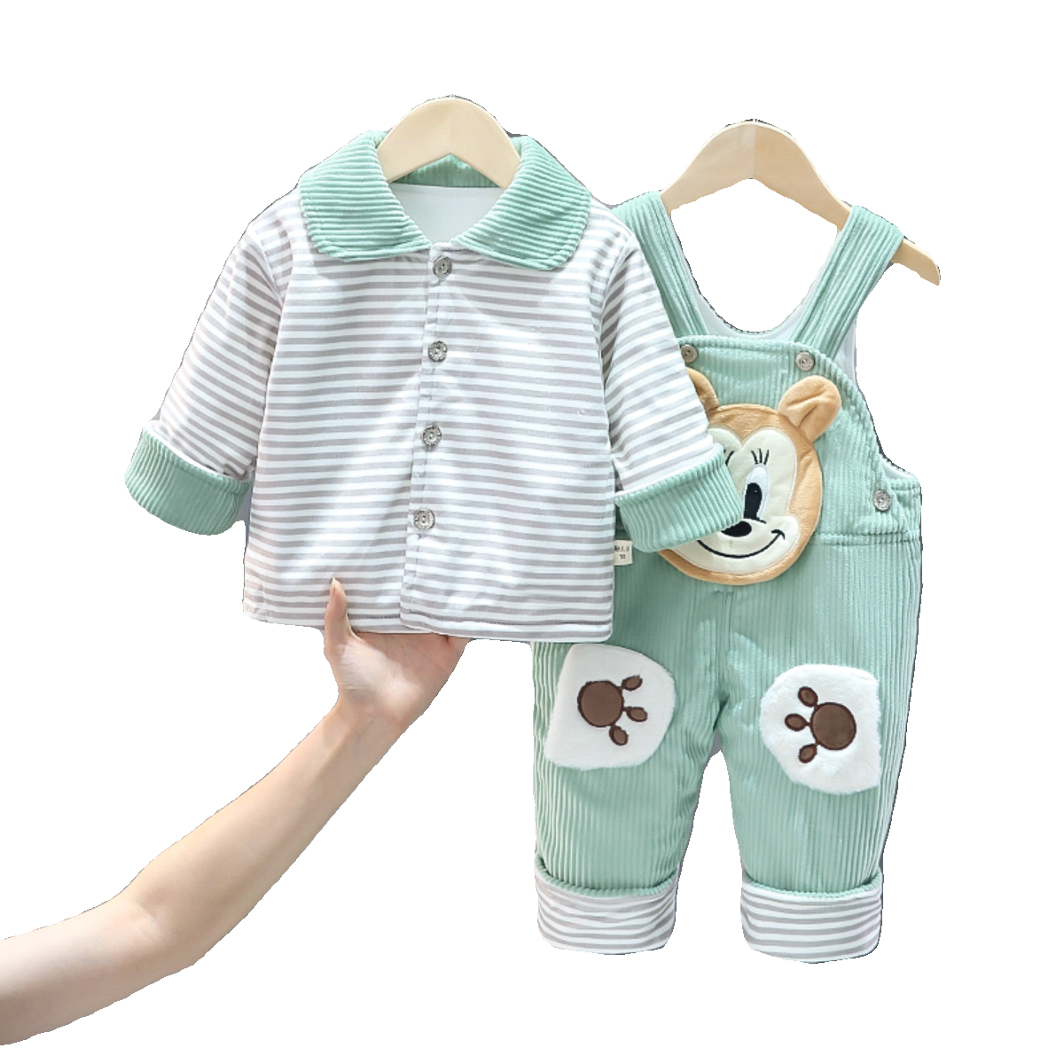 男宝宝背带裤套装婴幼儿棉衣连体裤2件套女童0-1-2岁春秋冬外出服,淘宝优惠券,粉丝福利购,淘宝优惠卷