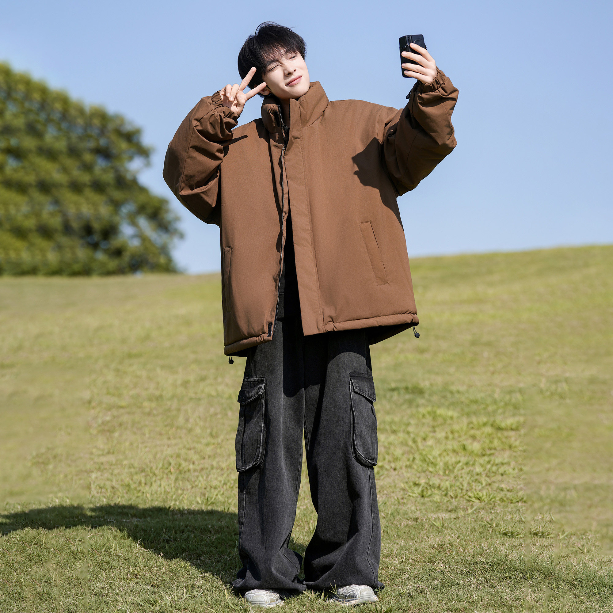 胖胖哥简约立领棉袄男秋冬季加厚大码保暖棉衣宽松大码棉服外套潮,淘宝优惠券,粉丝福利购,淘宝优惠卷