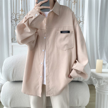 Fat Brother Corduroy Shirt Men's Spring and Autumn Style Korean Style Trendy Large Lapel Shirt Hong Kong Style Loose Fat Man Jacket