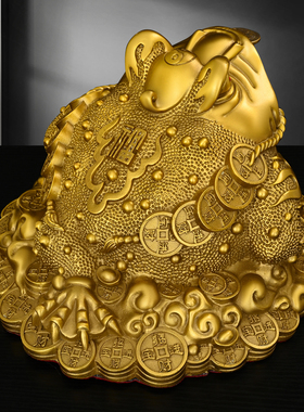 纯黄铜金蟾生招财摆件全铜艺