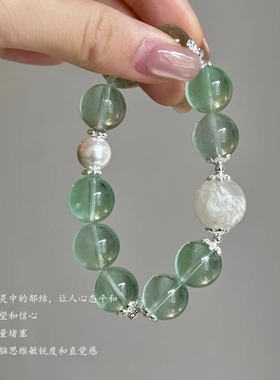 【绿色芭蕾】普陀山守护绿萤石手串清露冰透绿色水晶手链