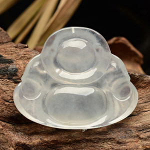 HT3332果敢翡翠 冰种翡翠佛公挂件弥勒佛玉坠缅甸A货玉石笑佛吊坠