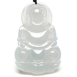 X24910果敢翡翠 冰种翡翠玉观音挂件玉坠缅甸A货玉石观音吊坠