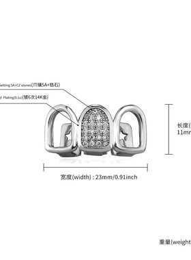 三颗满钻镂空牙套嘻哈男士牙饰品