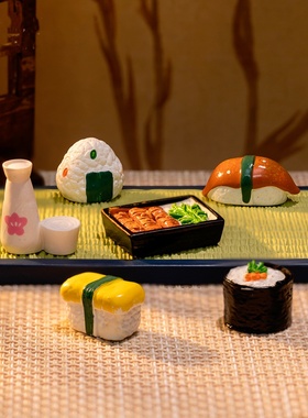 微景观仿真日式美食娃娃屋寿司绸鱼烧天妇罗diy配件微缩迷你摆件