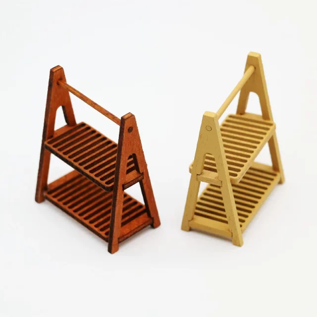 Dollhouse doll house double-layer wooden storage rack bread rack mini food play scene storage rack accessories