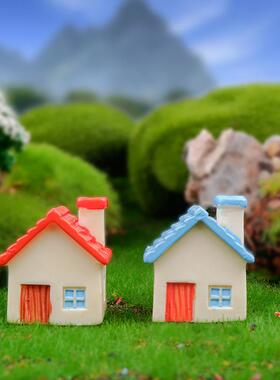 烟囱小屋乡村小房子树脂摆件微景观装饰配件房屋创意多巴胺小别墅