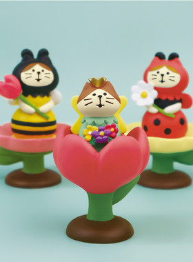 树脂日式桌面可爱蜜蜂蝴蝶猫咪