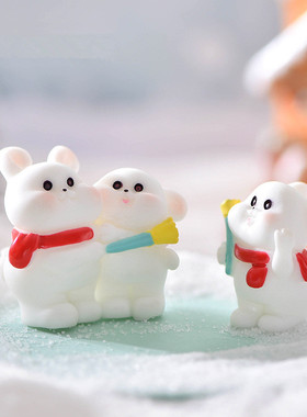 树脂可爱卡通微景观白兔子