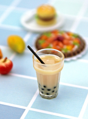 娃娃屋配件柠檬茶奶茶饮料模型