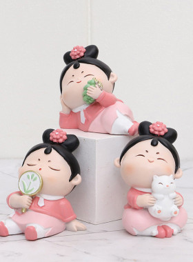 古风可爱清朝格格摆件