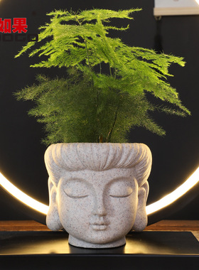 树脂中式禅意素雅古典小花盆