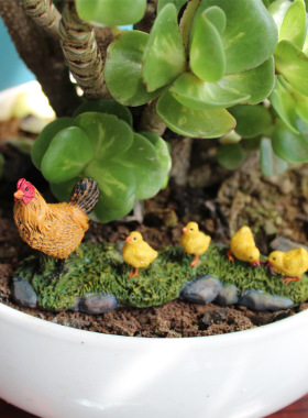 树脂田园装饰桌面摆件母鸡小鸡