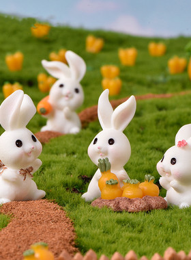 兔子拔萝卜白菜场景微景观摆件