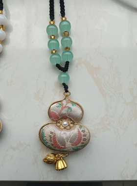 纯手工缝制宋锦原创挂件新中式国风配饰diy项链款双面葫芦挂坠