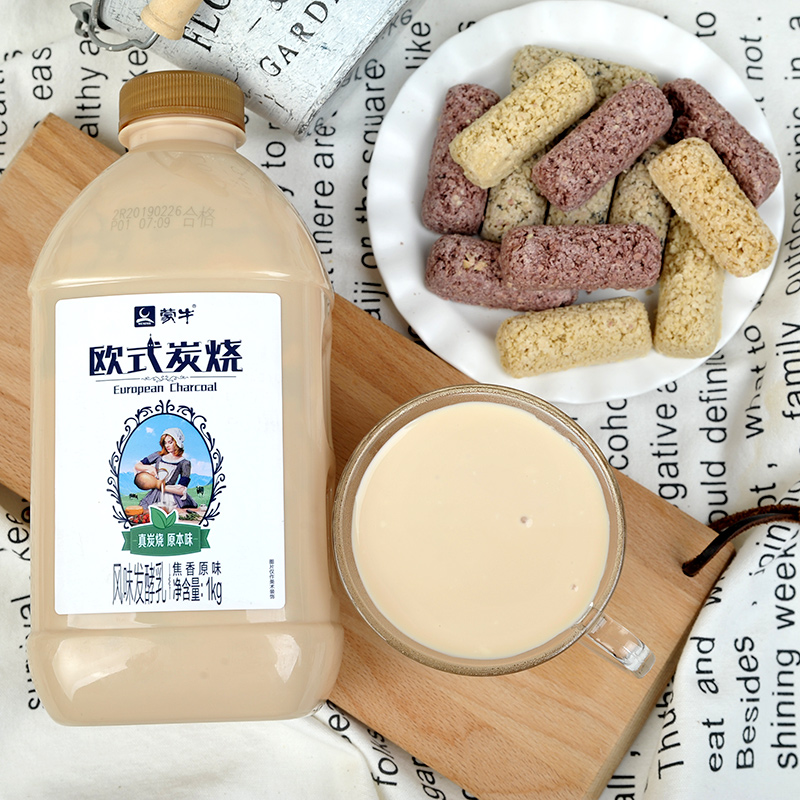 蒙牛炭烧大桶1.0kgx2桶/1桶褐色炭烧风味发酵乳可选酸奶乳品早餐 - 图1