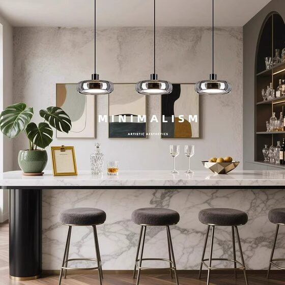 Italian minimalist restaurant chandelier King Lake modern simple high-end island bar table lamp dining table glass chandelier Y